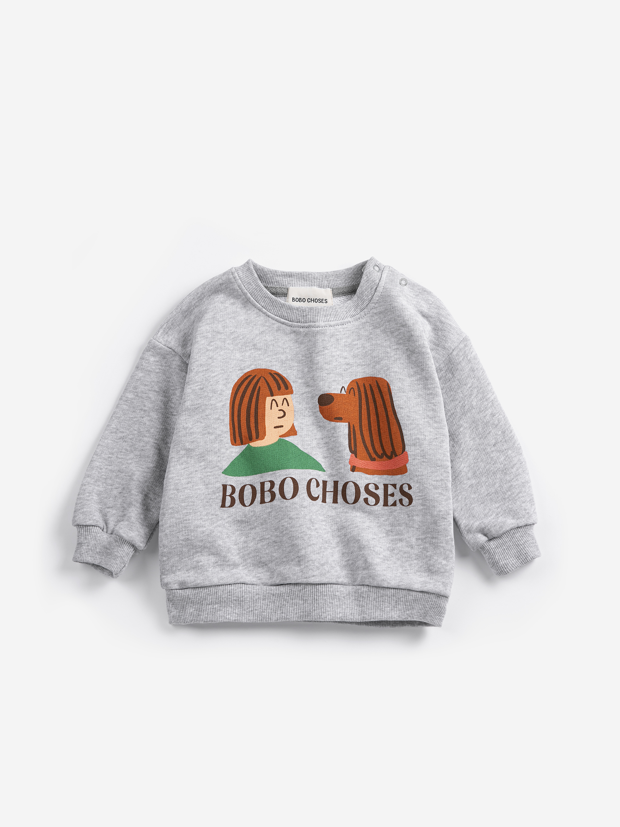 Bobo Choses Baby Sweater Friends in a Pickle Heather Grey