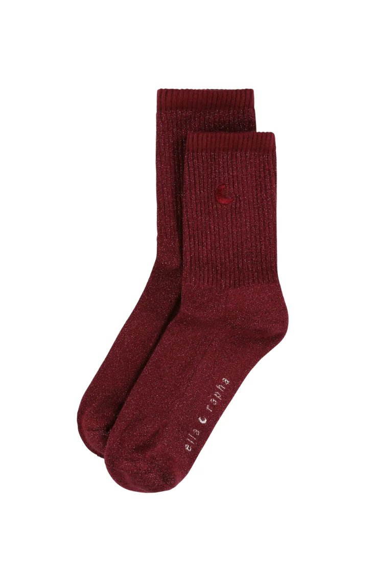 Elle and Rapha Kids Sokken Burgundy Moon Glitter - maat 35-39
