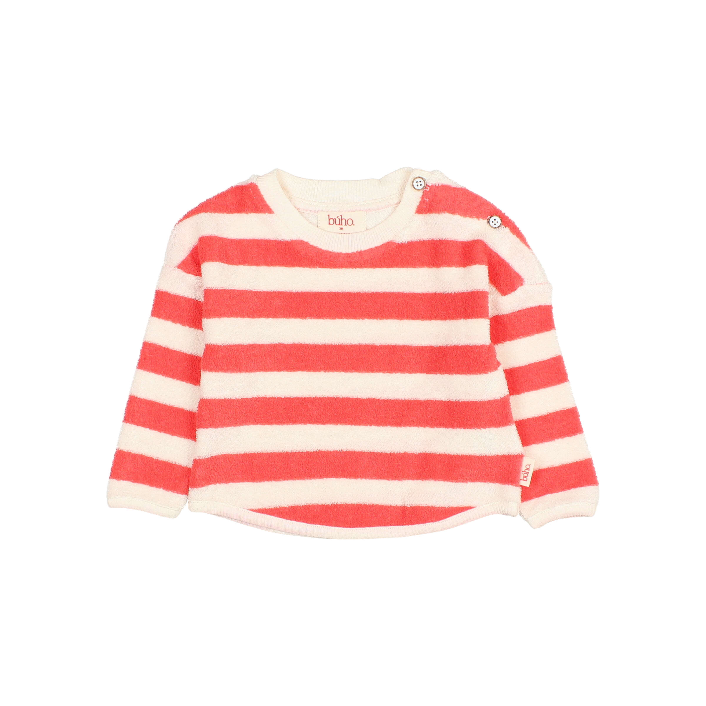 Buho Baby Sweater Terry Stripes Coral - 9 maand