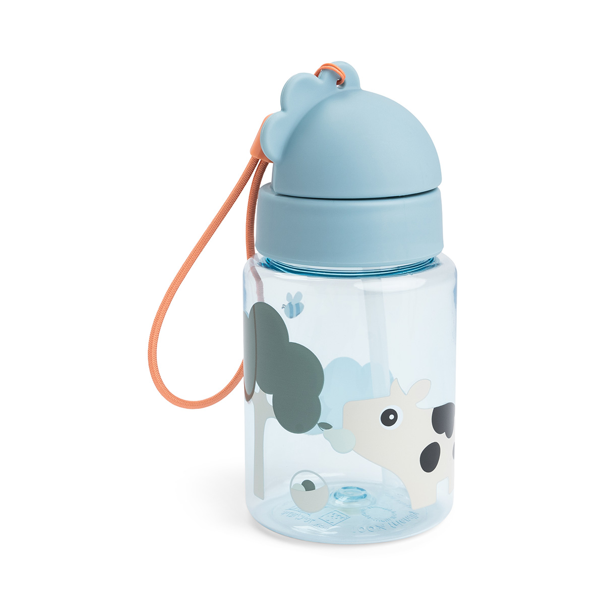 Done By Deer Drinkfles met Rietje Tiny Farm Blue 280 ml