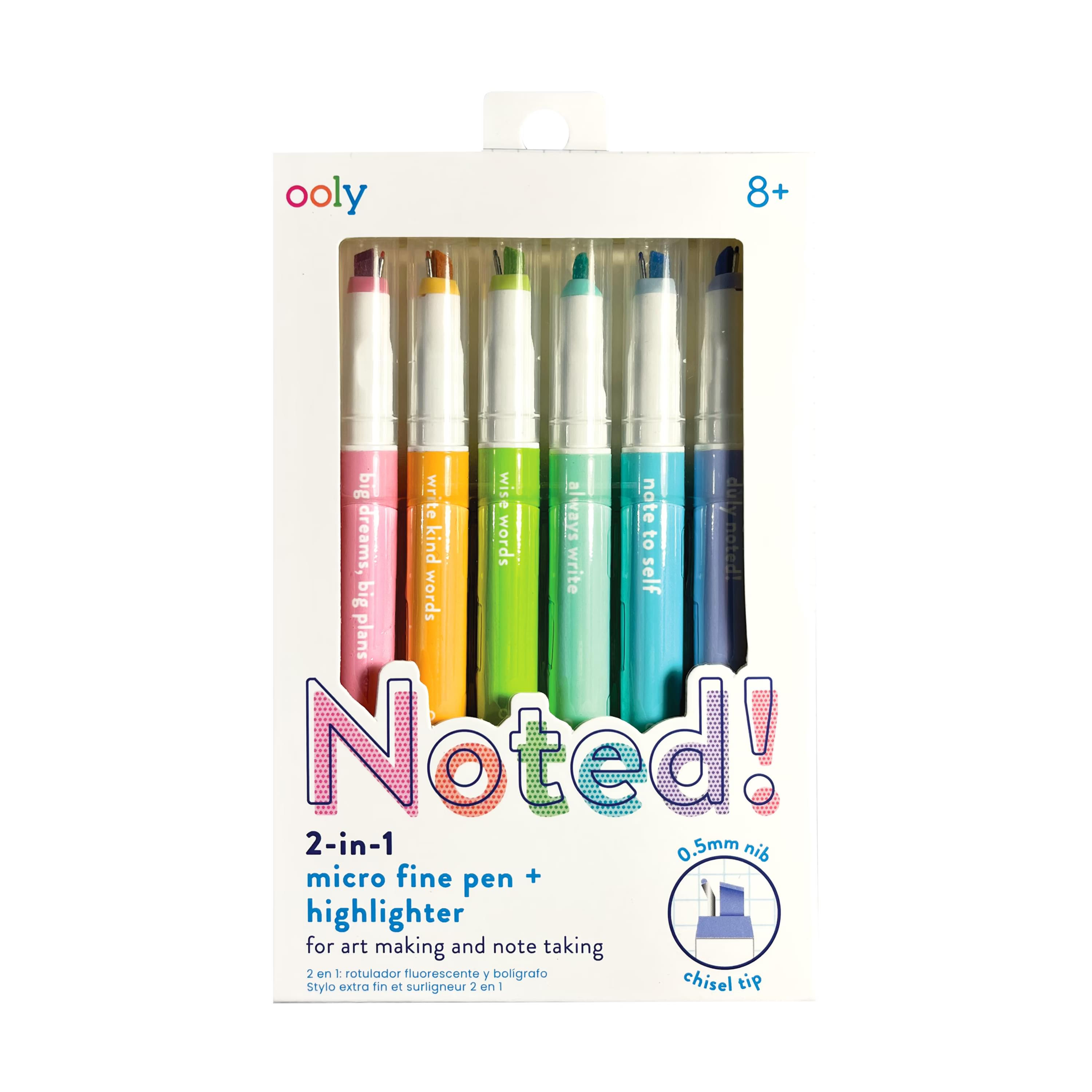 Ooly Balpen/Marker 2in1 Noted 6 stuks