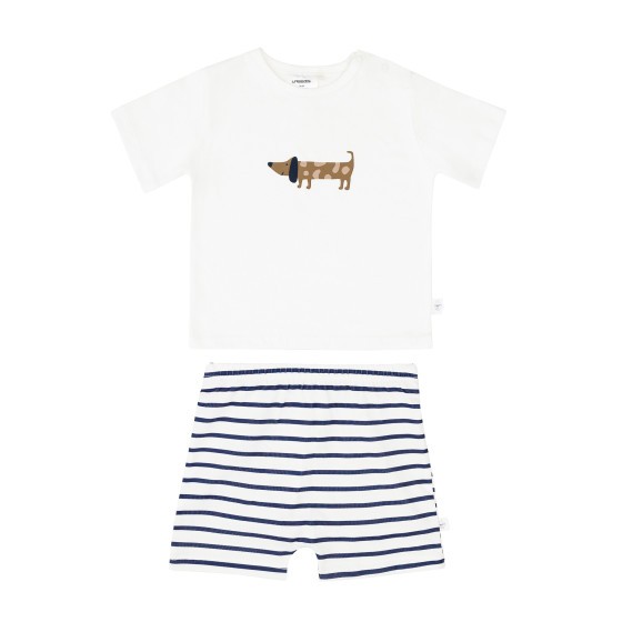 Lässig Kids Pyjama Km Dog Milky Navy - 4 Y