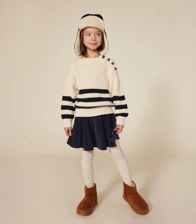 Petit Bateau / pull met strepen / katoen / wit - blauw
