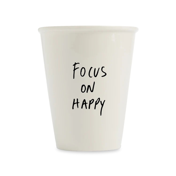 Helen B Beker Focus On Happy 220ml - Porselein - 8x9.5 cm