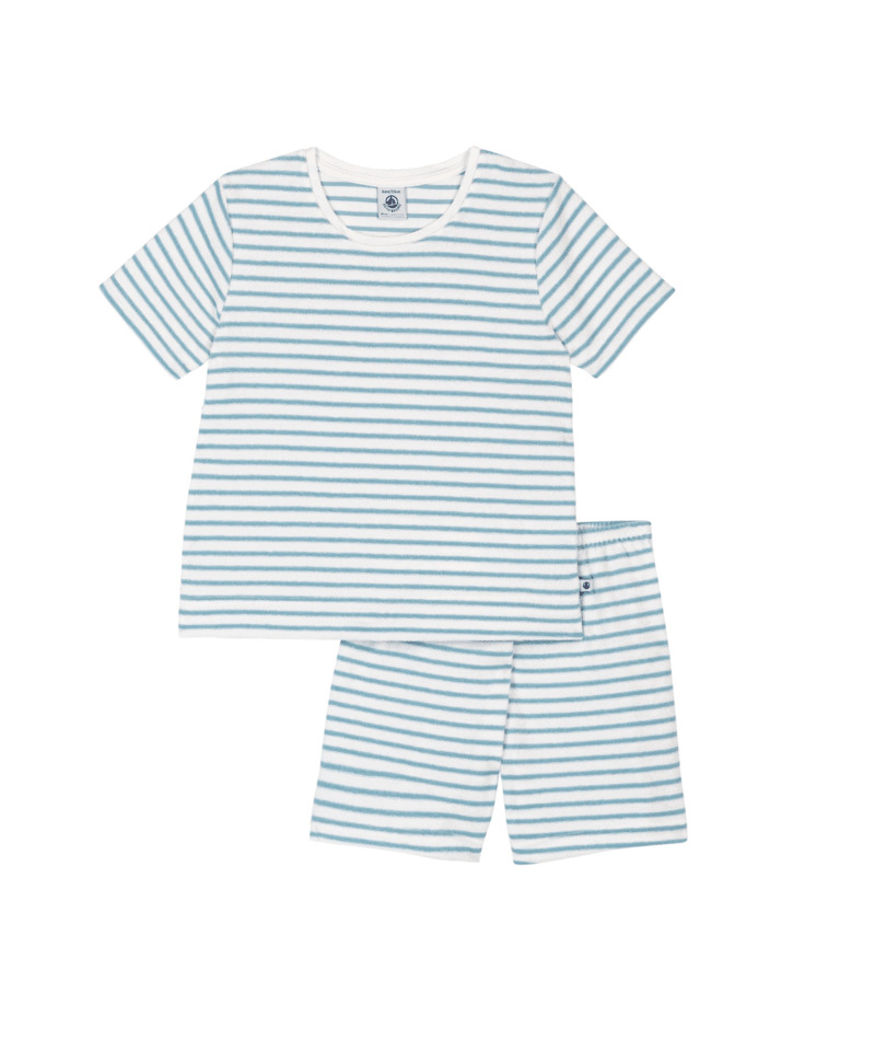 Petit Bateau Pyjama Kort T-shirt + Broek Gestreept Blauw-Wit
