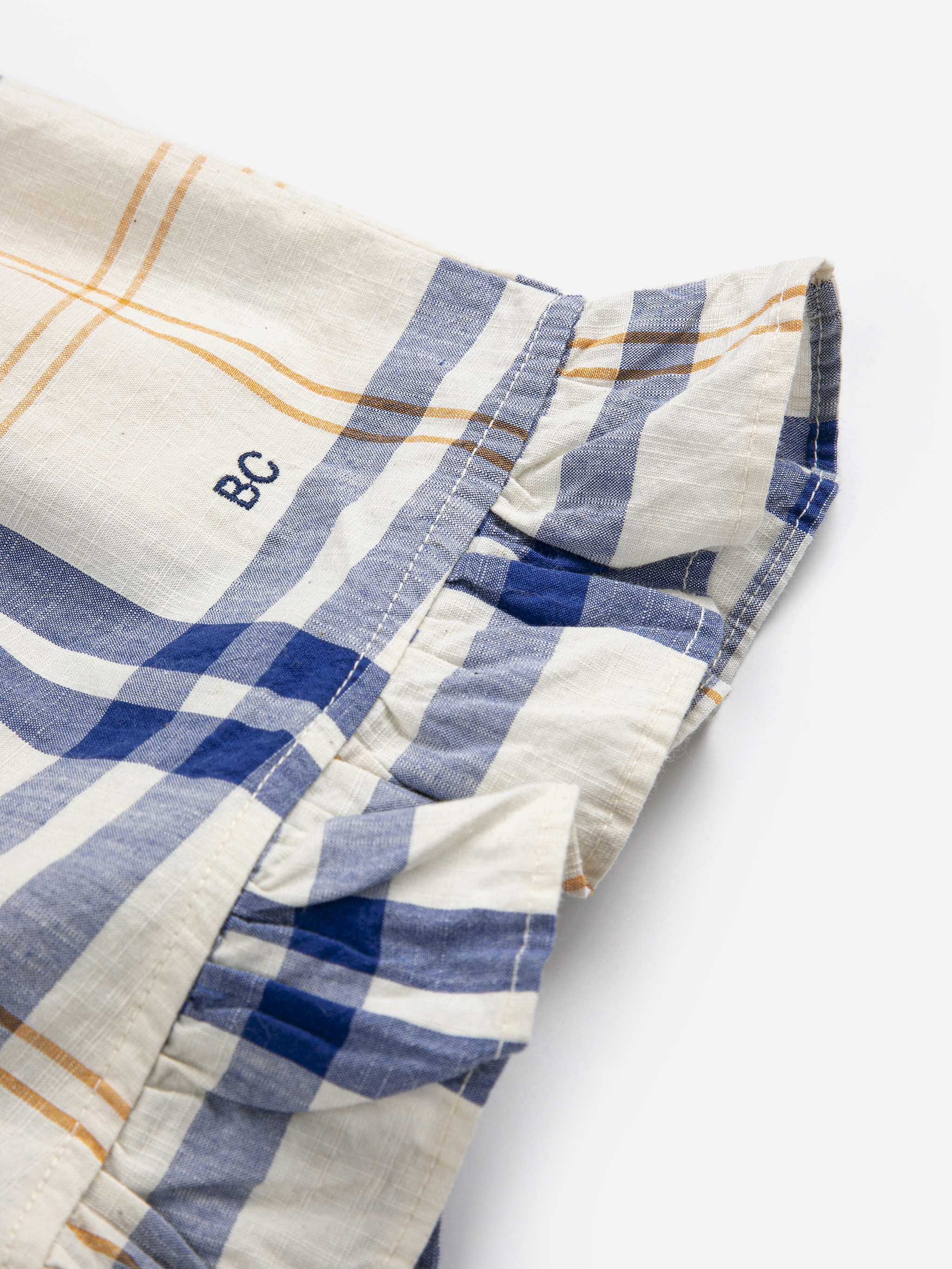 Bobo Choses Kids Short Fun Tartan Ruffled Woven Offwhite