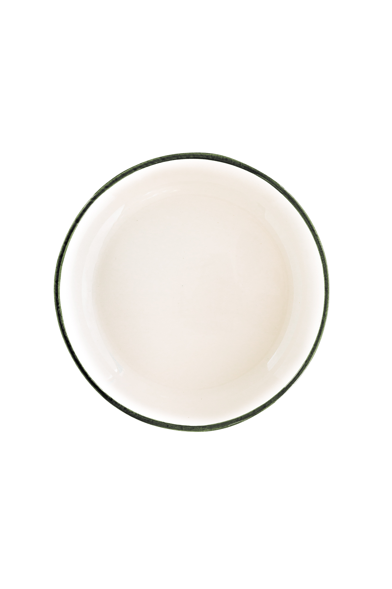 Val Pottery Foolish Plat Bord Crazy Quarter 20cm - Dark Green Line - Handgemaakt Keramiek - Hoogte 2cm