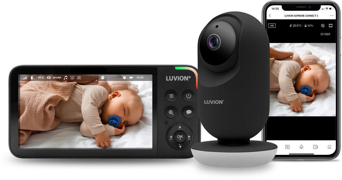 Luvion Video-Babyfoon Supreme Connect 3 Zwart