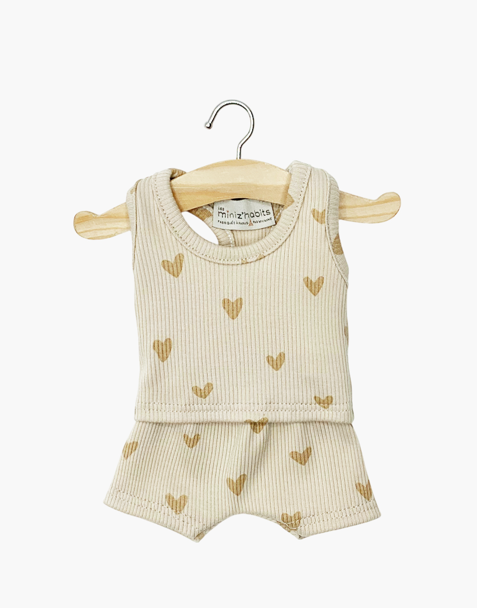 Minikane Babypop Kleertjes - Les P'tits Basiques Ondergoed Jongen Kleine Hartjes Beige