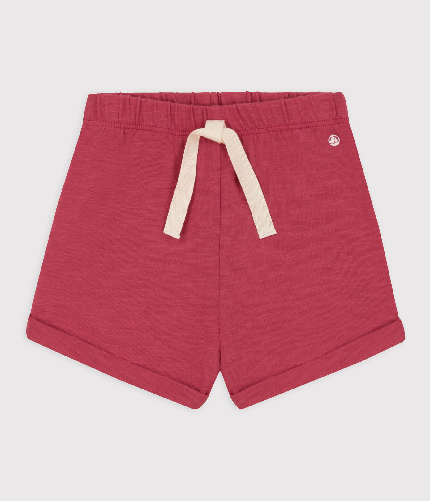 Petit Bateau / effen babyshort van gevlamde jerseystof / papi