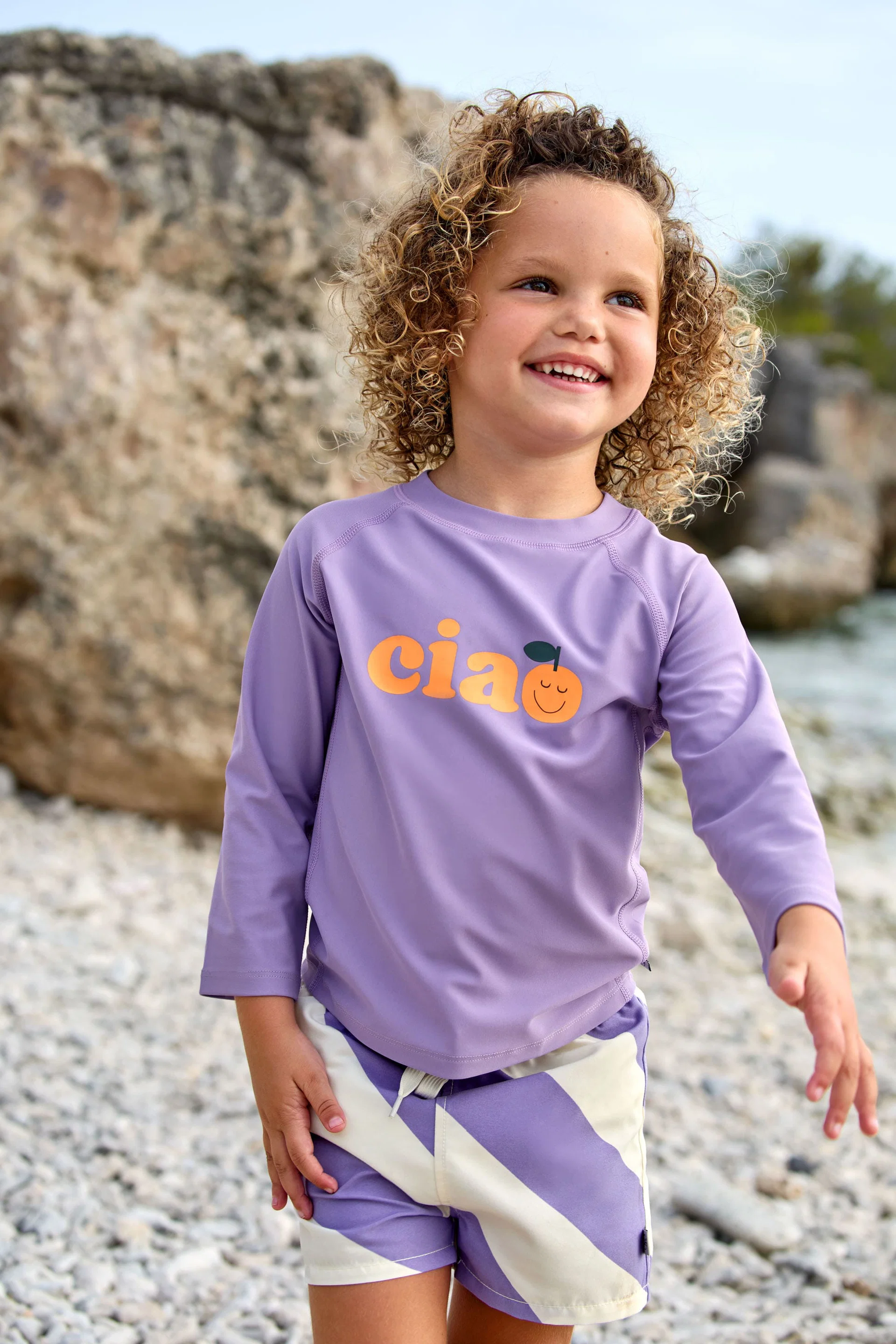 Lässig Zwemshort Stripes Purple-Sea Salt - 9 maand