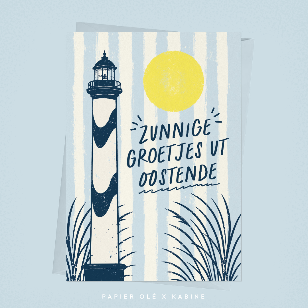 Papier Olé x Kabine Wenskaart Zunnige groetjes ut Oostende