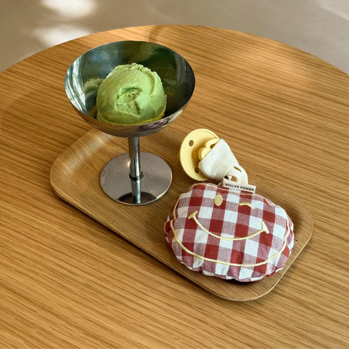 ATELIER POMME Fopspeendoekje Checked Bisous Brique