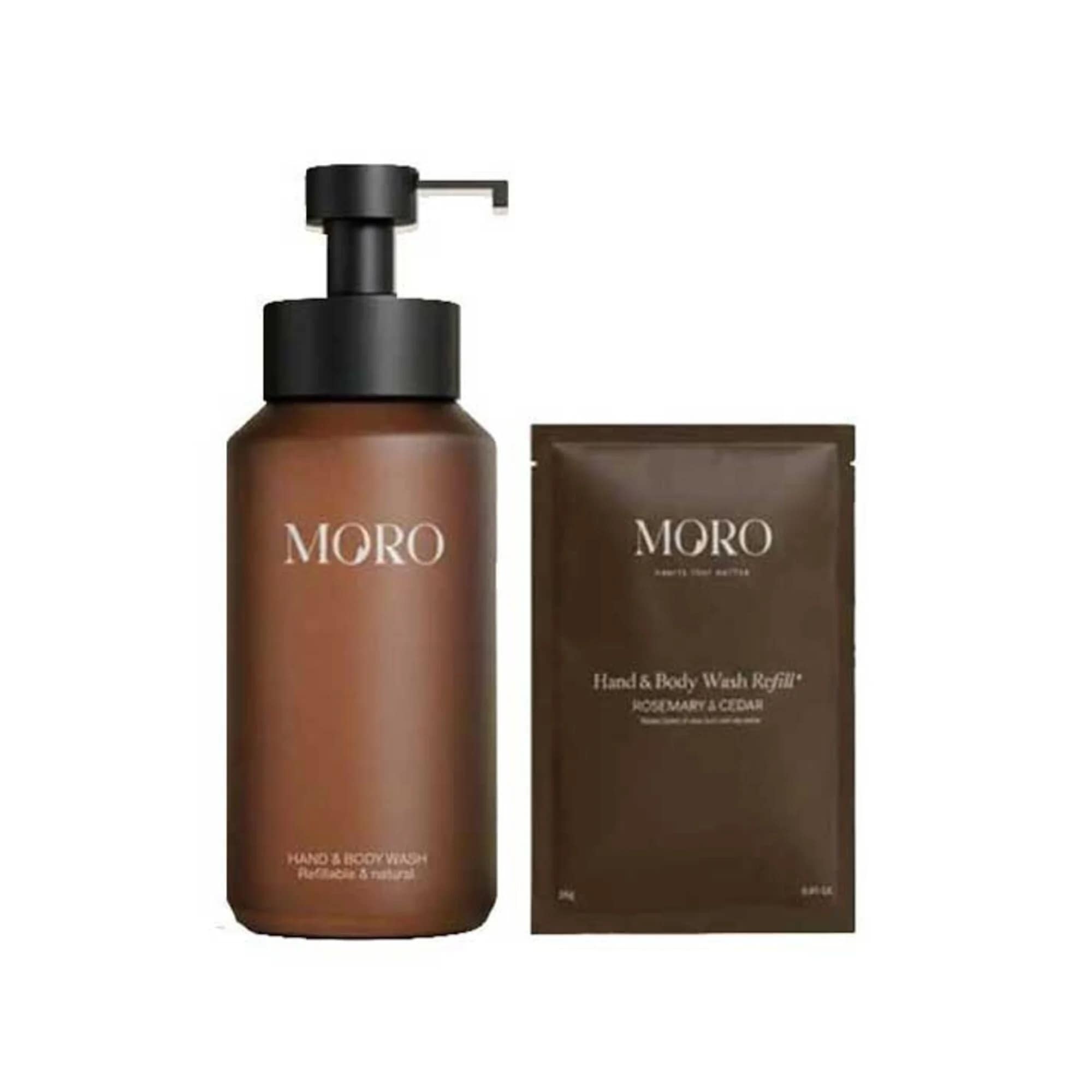 Moro Hand & Body Wash Rosemary 250ml - Bruin - Fles met 1 Navulling - Poeder tot Gel
