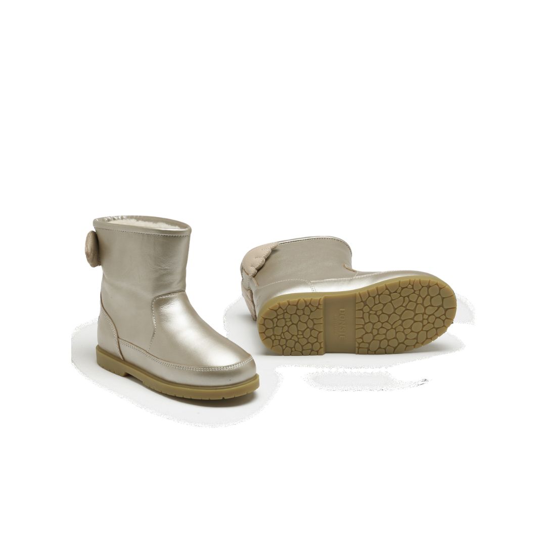 Donsje Angela Boots Wings Off White Metallic Leather