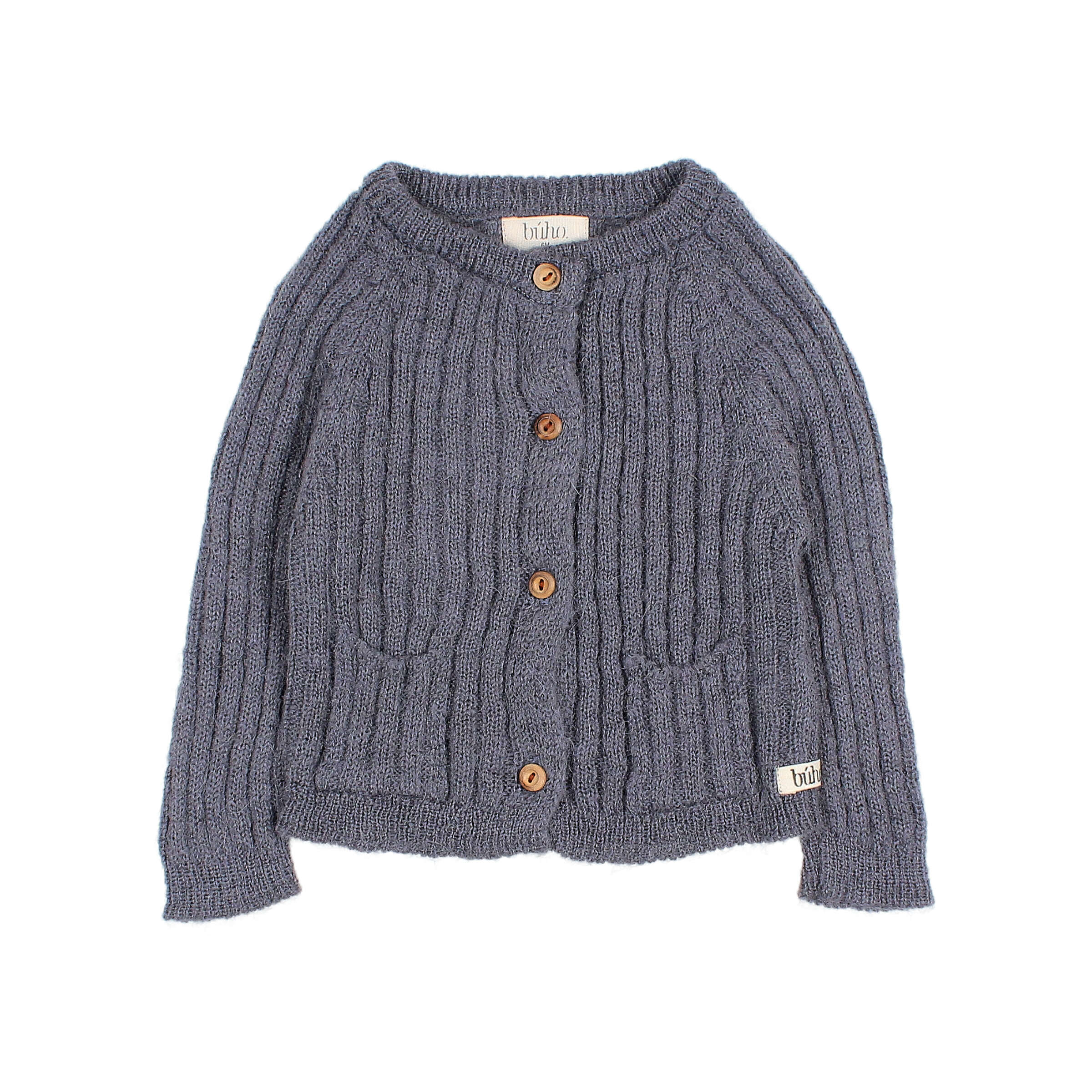 BUHO / baby / rib knit cardigan / antic blue - 6 M
