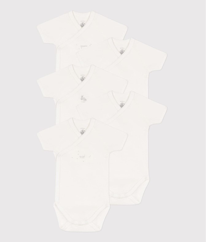 Petit Bateau / body's met korte mouwen / 5 pack / wit