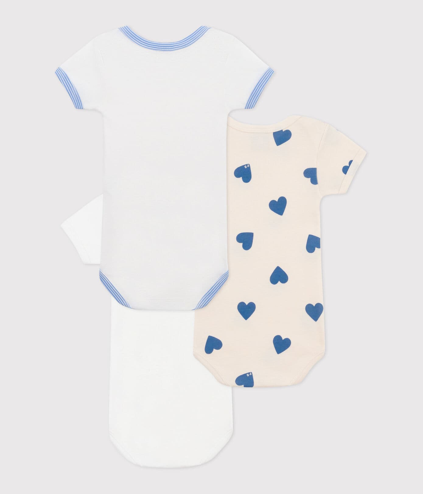 Petit Bateau Body Km Hartjes Wit-Blauw - 3 stuks