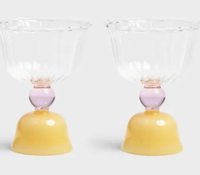 Klevering / glas / tulp caramel set van 2