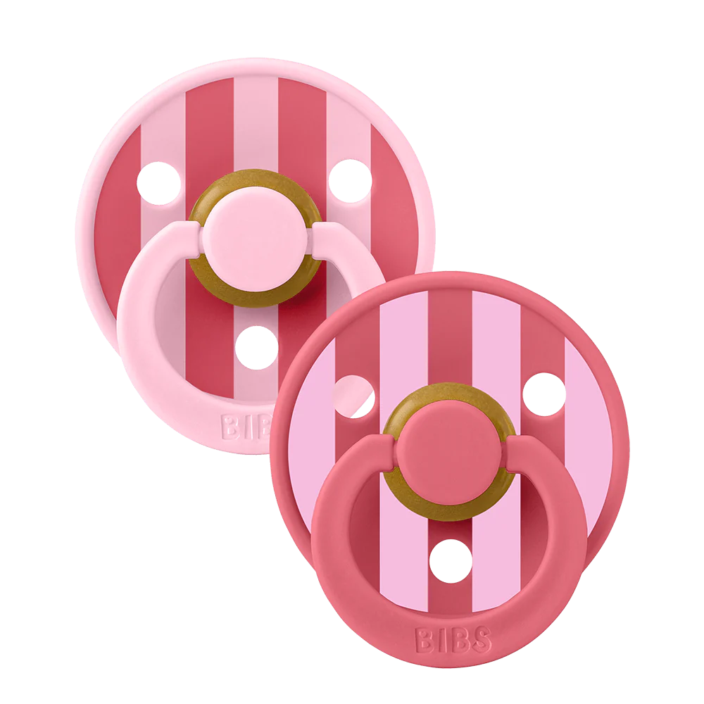 Bibs Fopspeen Latex Rond Studio Block Baby Pink 0-6 maand - 2 stuks