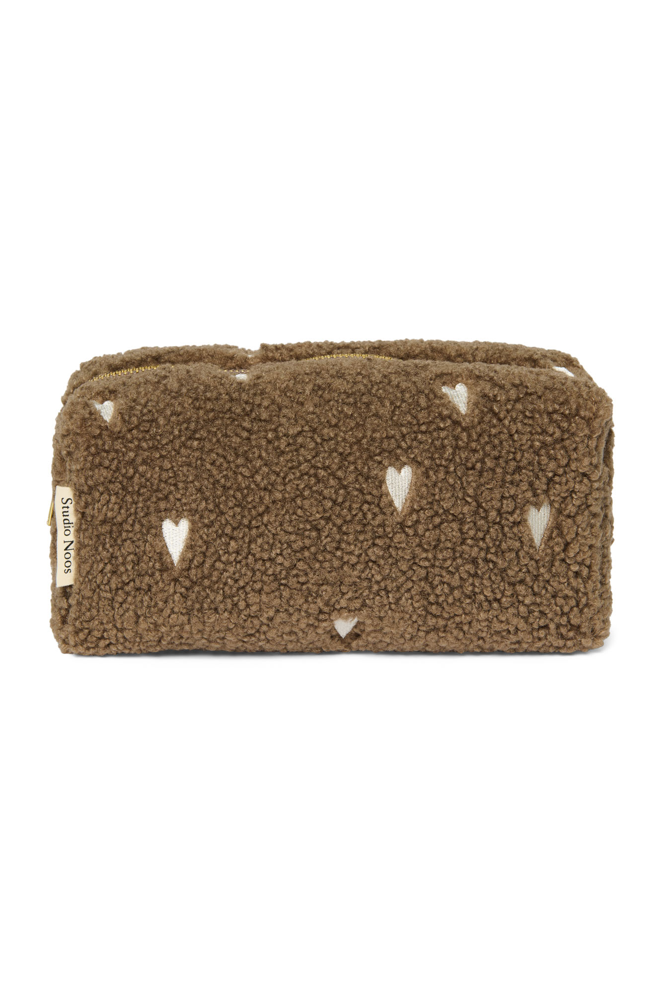 Studio Noos Pouch Teddy Hearts Brown 9x24x9 cm