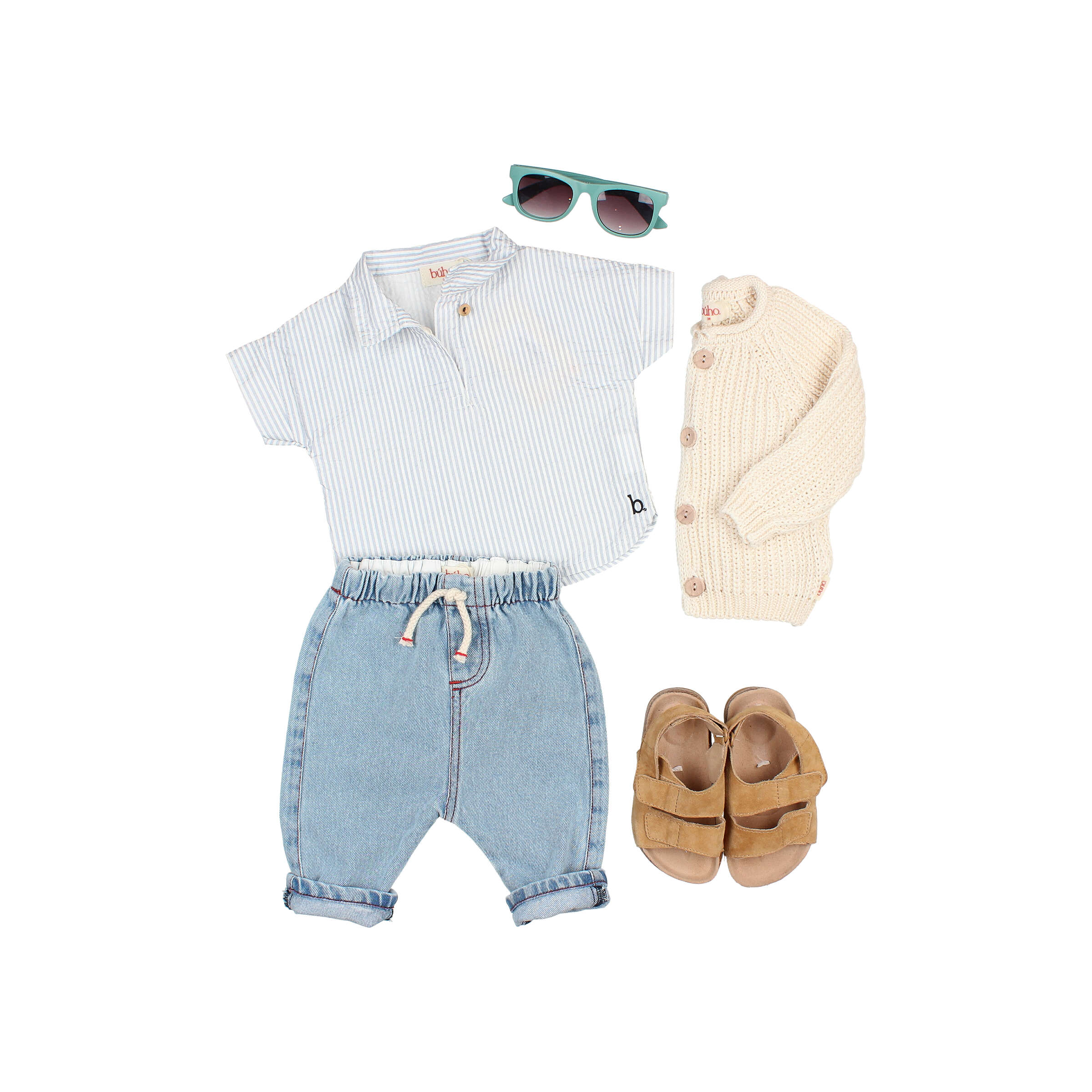 Buho Baby T-shirt Stripes Sky Blue - 9 maand