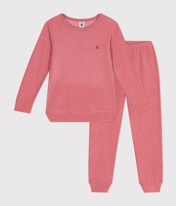 Petit Bateau / babypyjama in geruwd badstof / roze