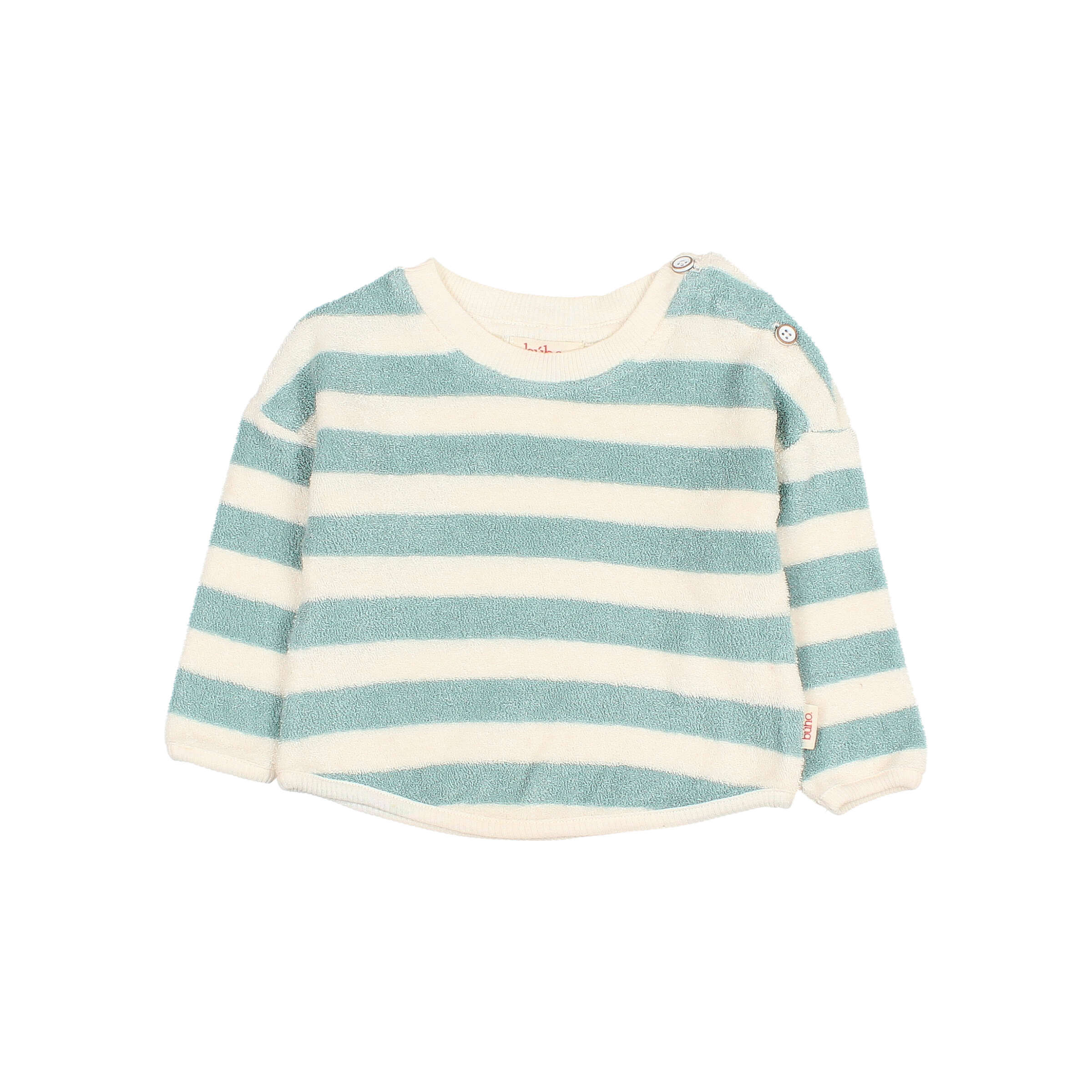 Buho Baby Sweater Terry Stripes Green Moss