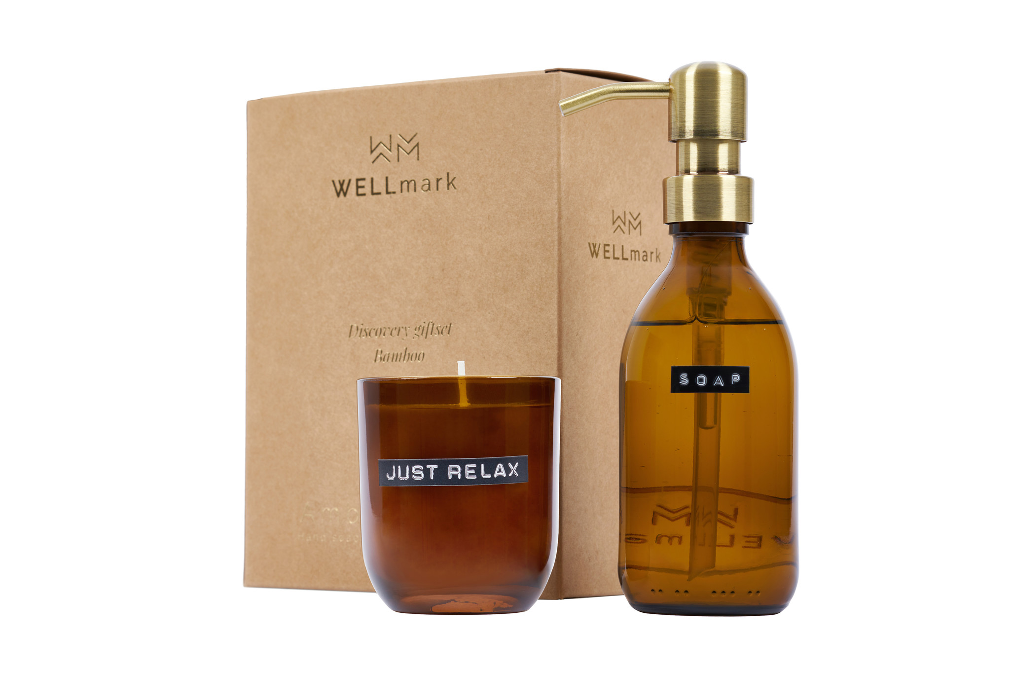 Wellmark Discovery Set Dark Amber - Geurkaars & Handzeep - Just Relax/Bring Out The Bubbles