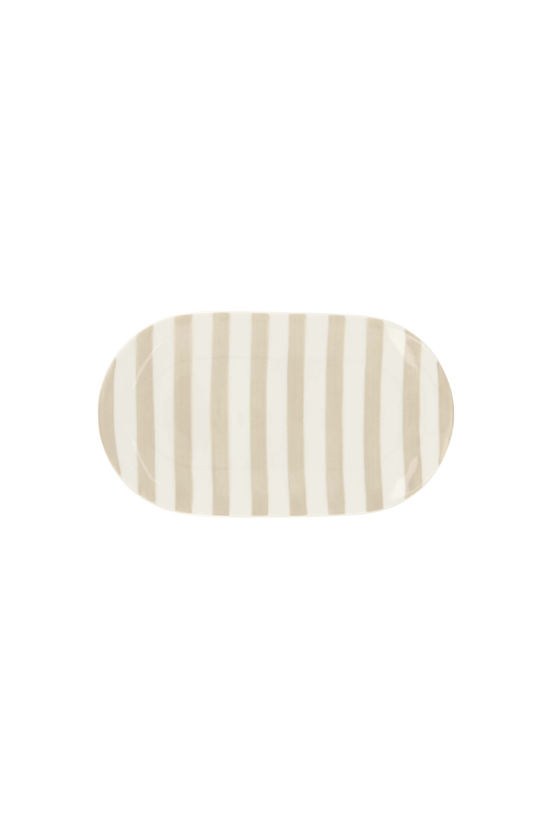 Zusss Serveerschaal Streep Wit-Zand 20x11.5 cm