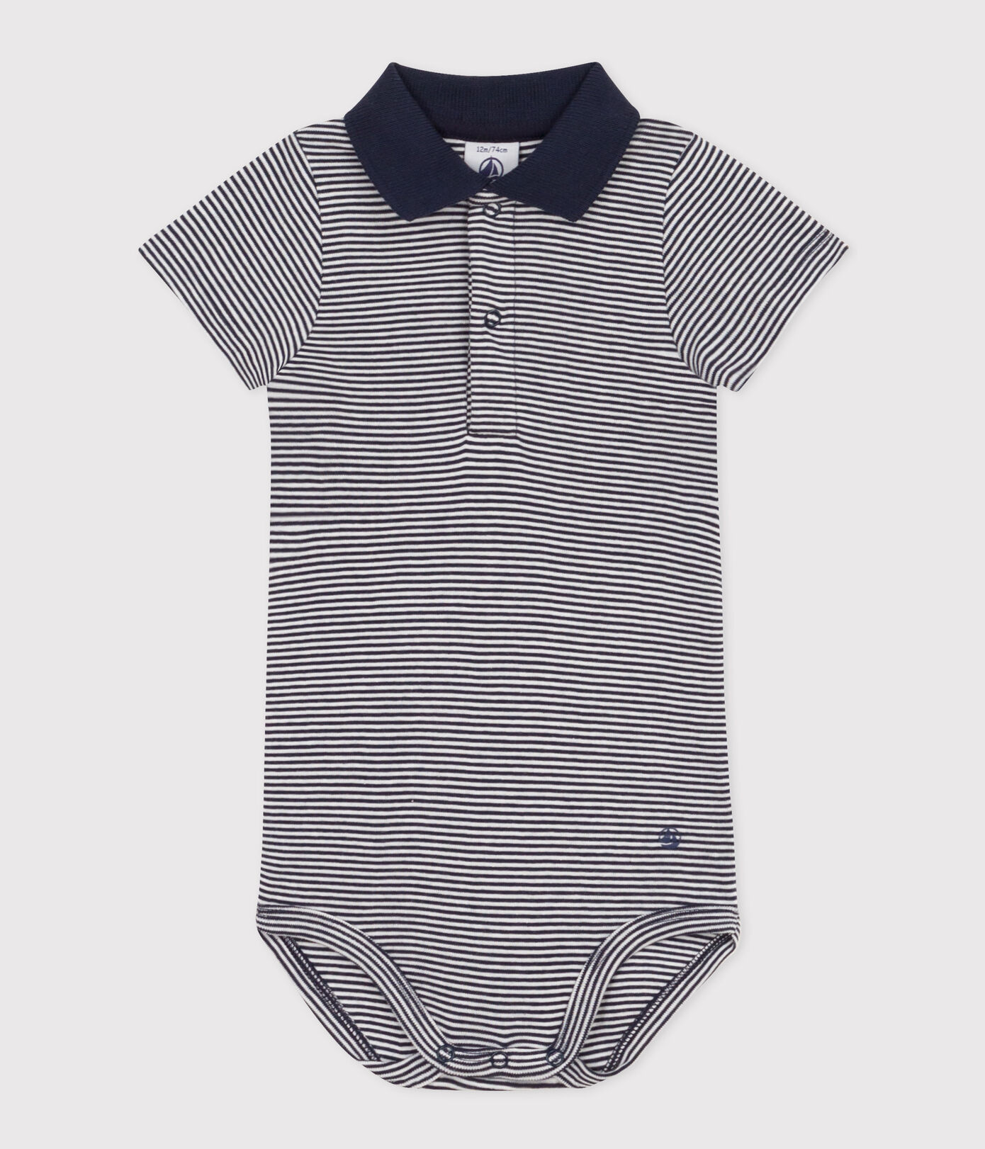 Petit Bateau / body korte mouwen / polokraagje / streepjes