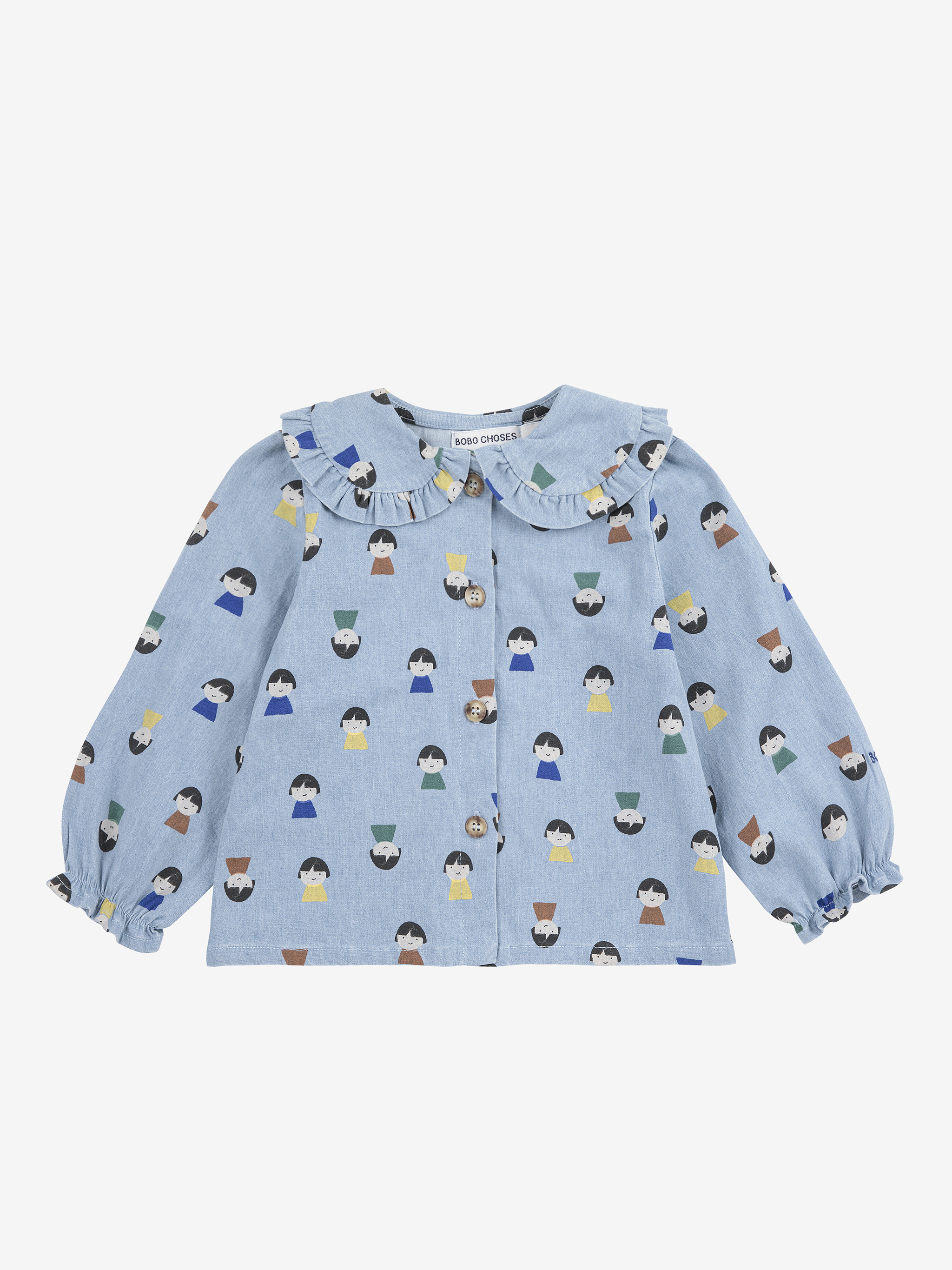Bobo Choses Blouse Game Pawns All Over Print Light Denim Blue