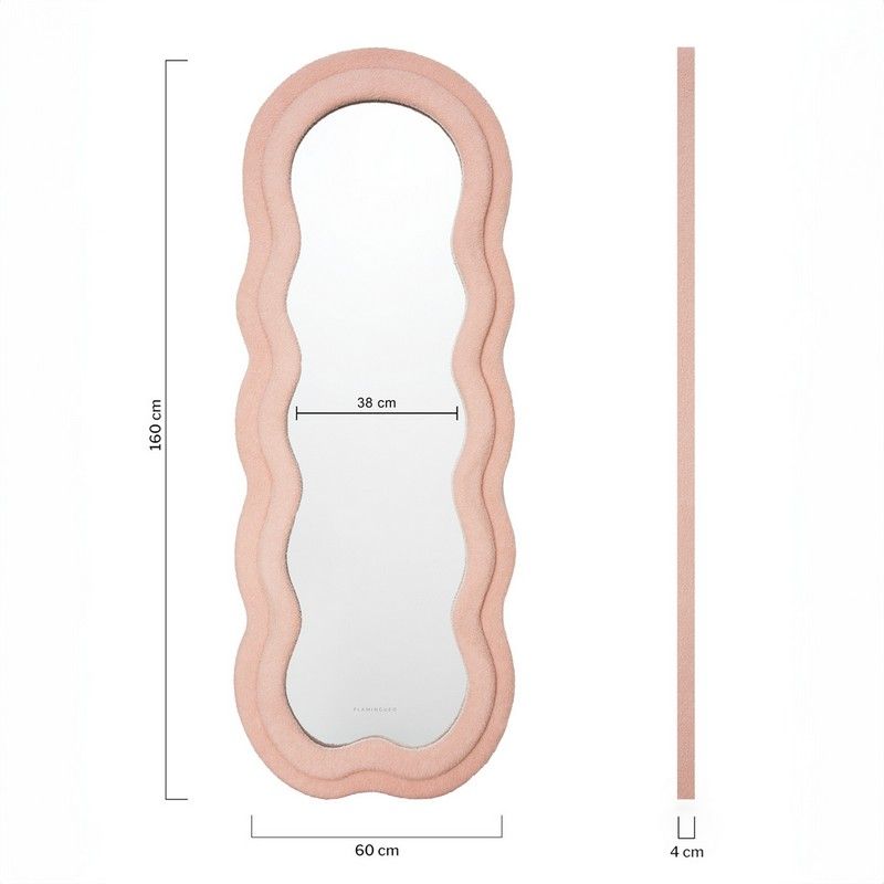 Flamingueo Spiegel Charlotte Wavy Fleece Frame Pink 160x60 cm