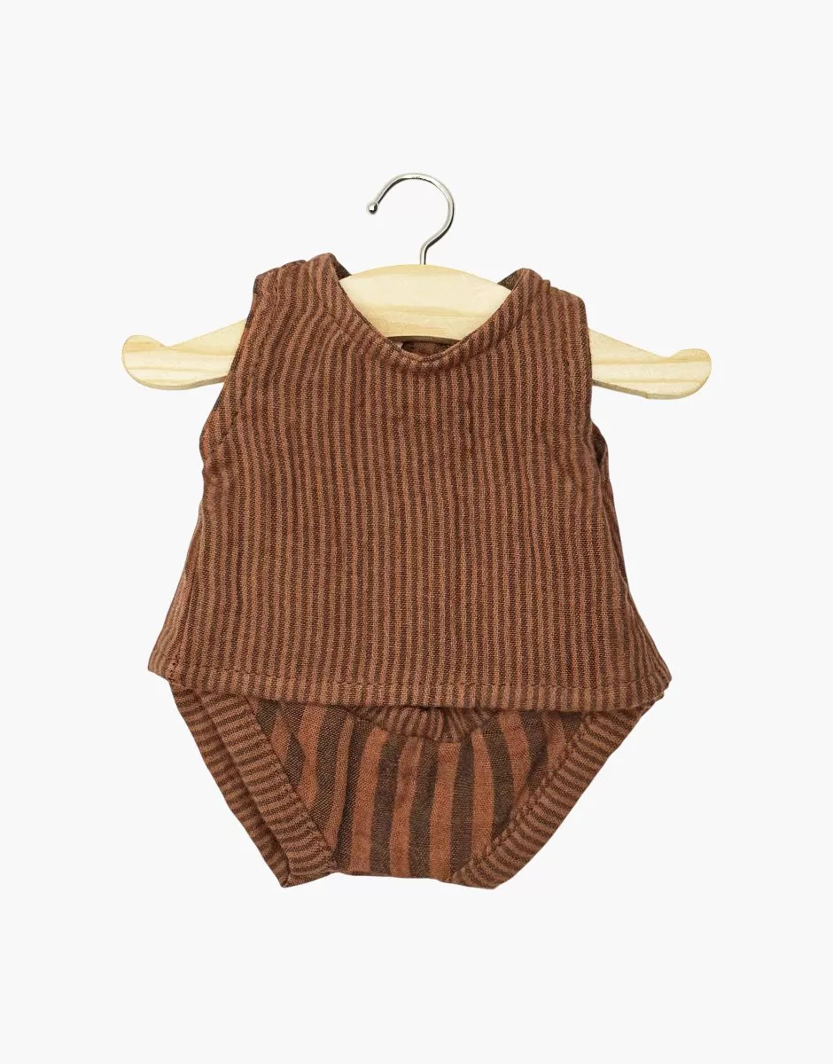 Minikane Babypop Kleertjes - Ensemble Andrée Gestreept Bruin 34-37 cm