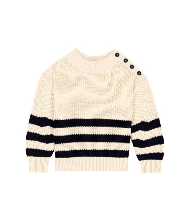 Petit Bateau / pull met strepen / katoen / wit - blauw