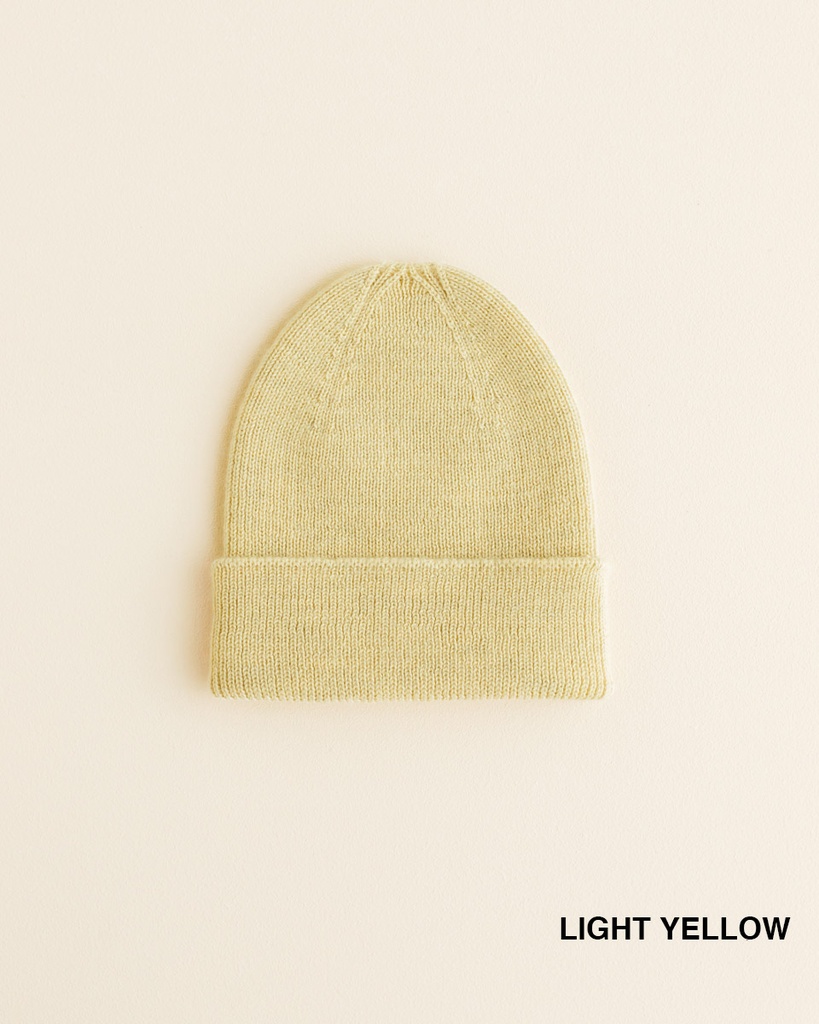 Hvid Baby Beanie Fonzie Light Yellow Newborn
