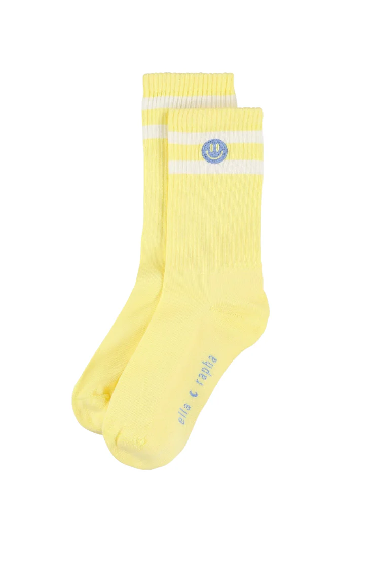Elle and Rapha Adult Sokken Smiley Butter Yellow maat 37-41
