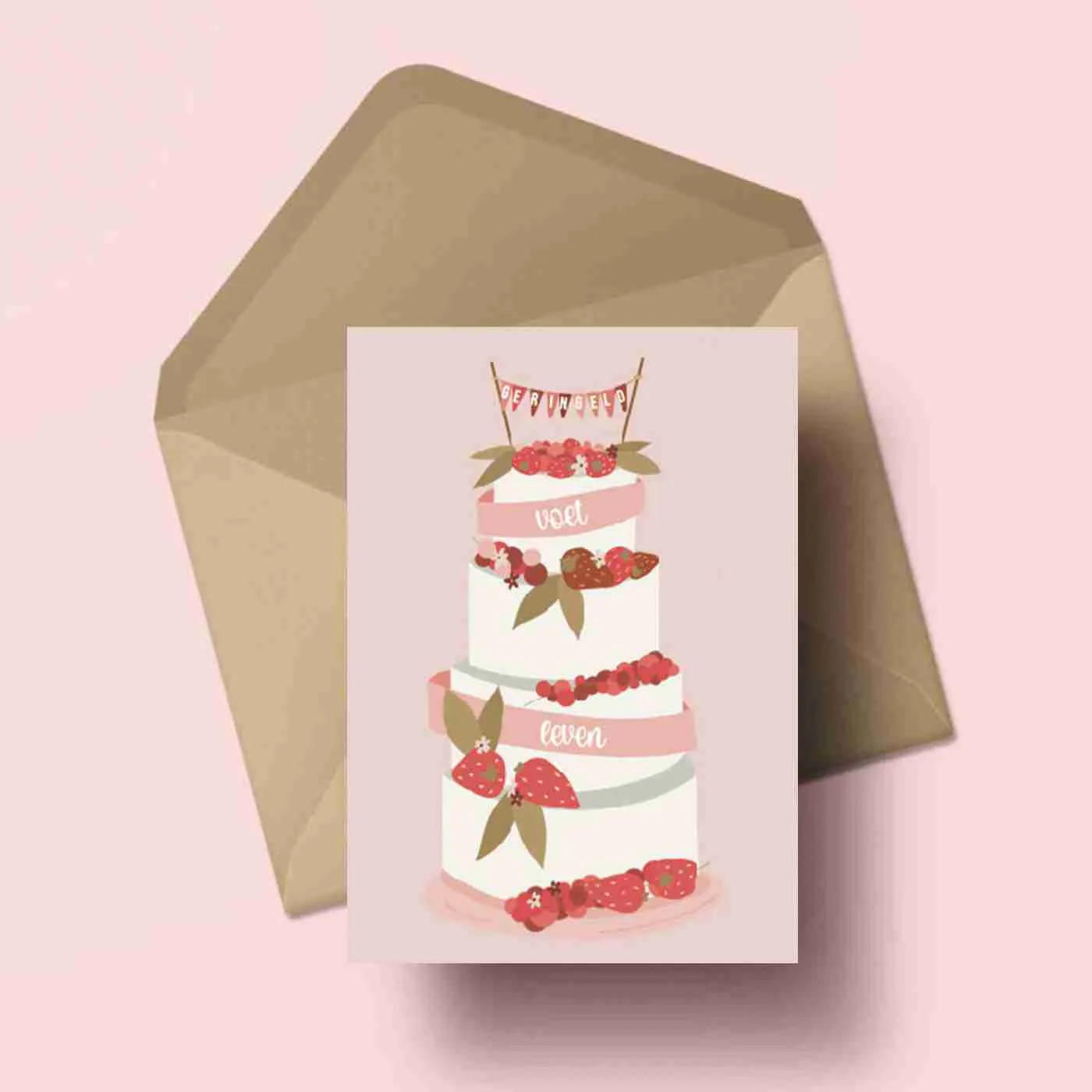 Moomade Wenskaart Geringeld voet Leven - Taart