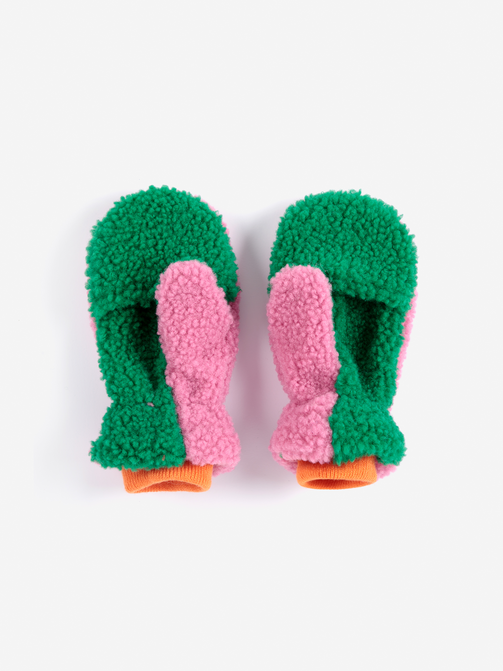 Bobo Choses Kids Wanten Color Block Sheepskin Roze-Groen - M