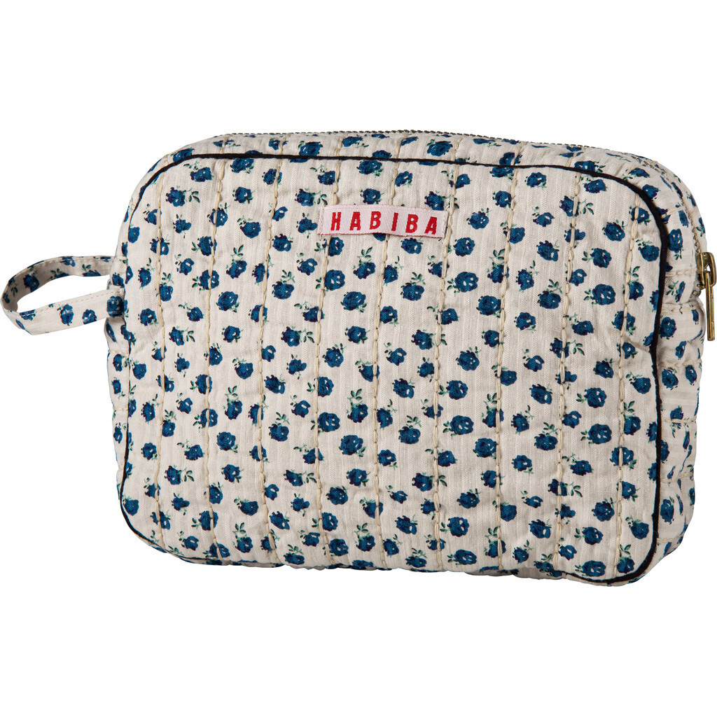 HABIBA / new dawn seersucker makeup clutch / blue moon