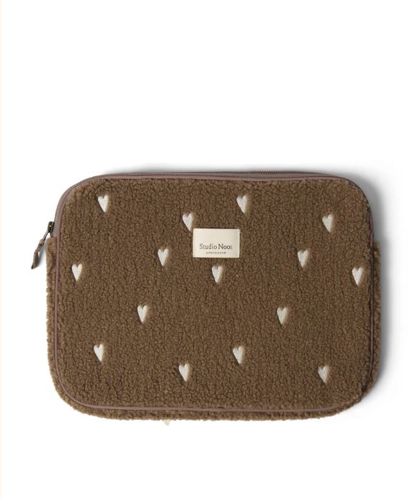 Studio Noos Laptop Sleeve Teddy Hearts Bruin 13"