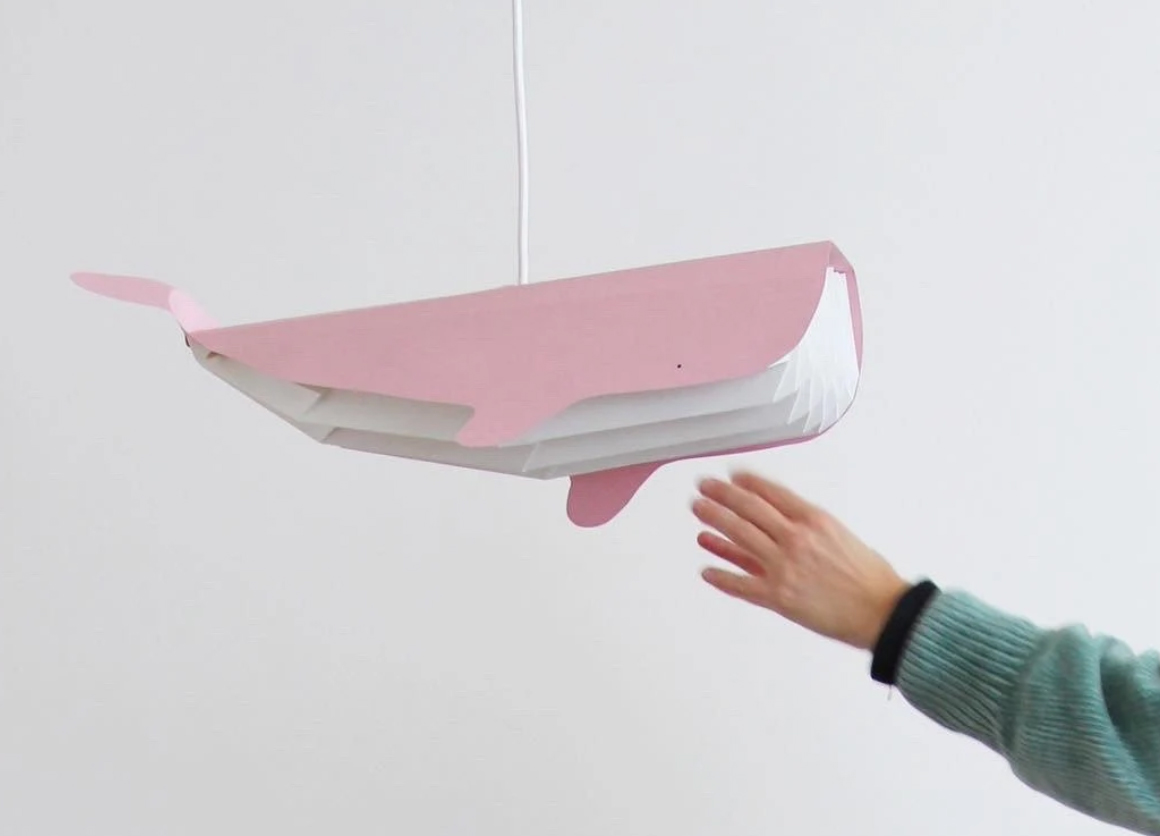 Studio Snowpuppe Hanglamp Papier Walvis Roze - Grijswit Koord
