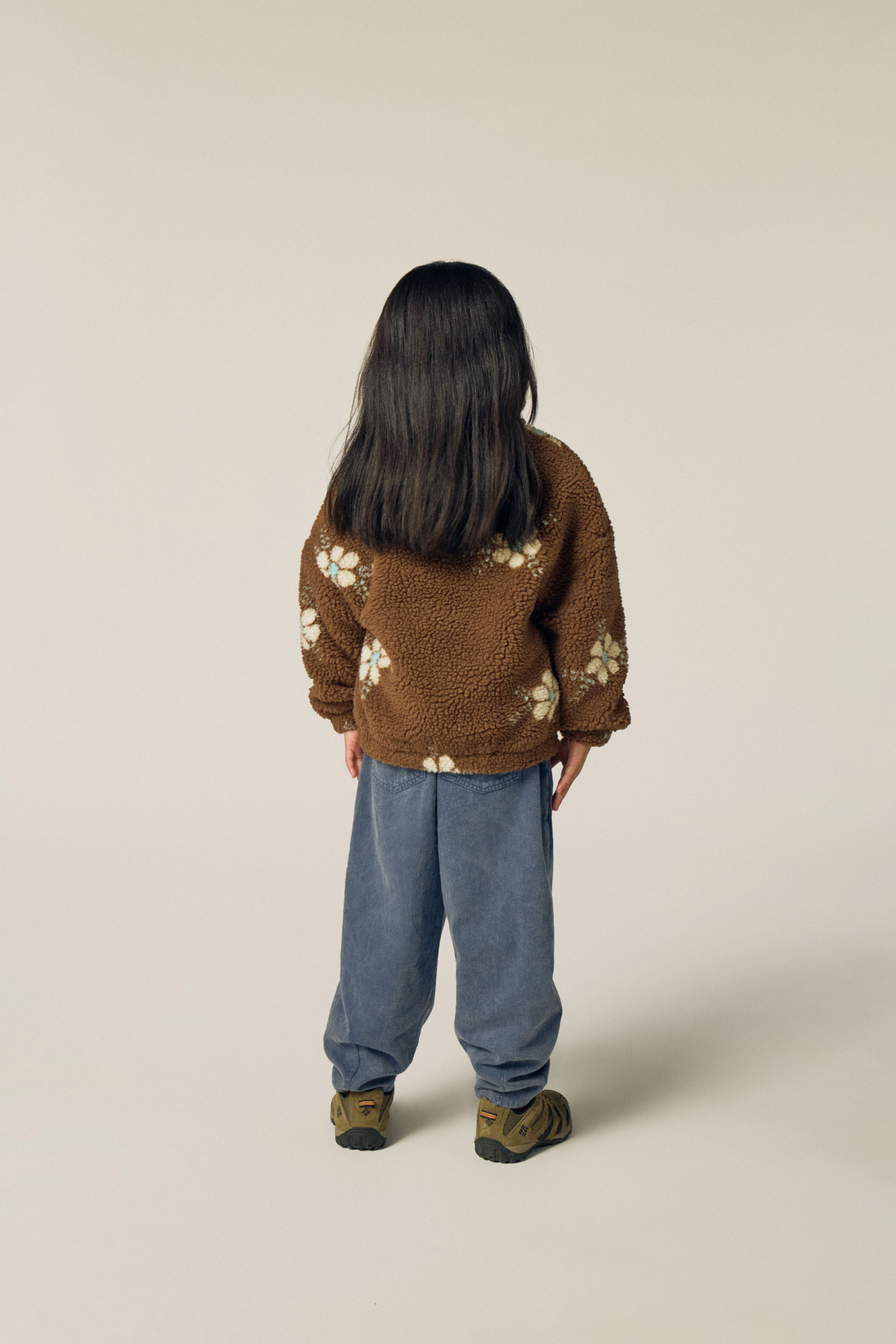 The Campamento Kids Jas Flowers Teddy Brown - 4 jaar