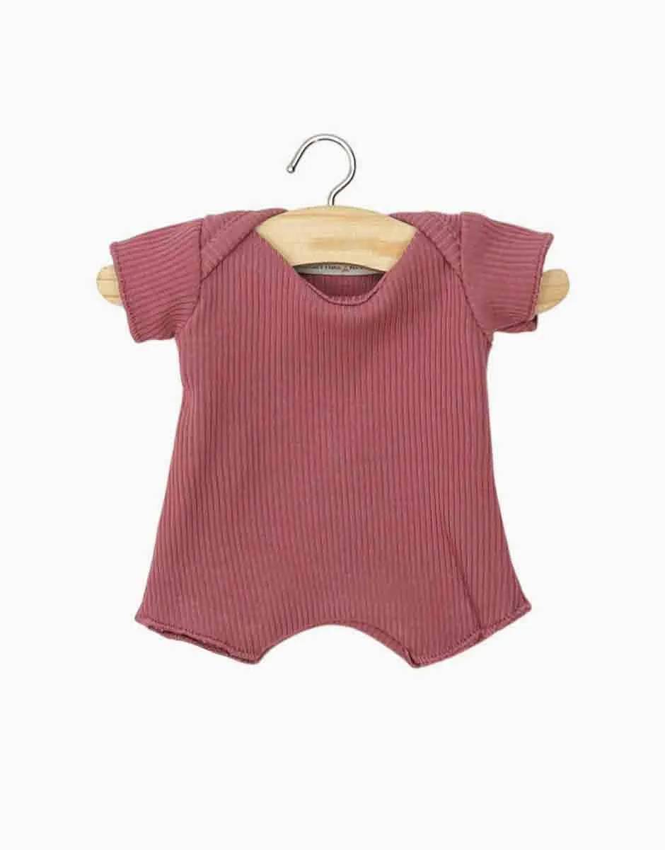 Minikane Romper Pop Ribstof Framboos