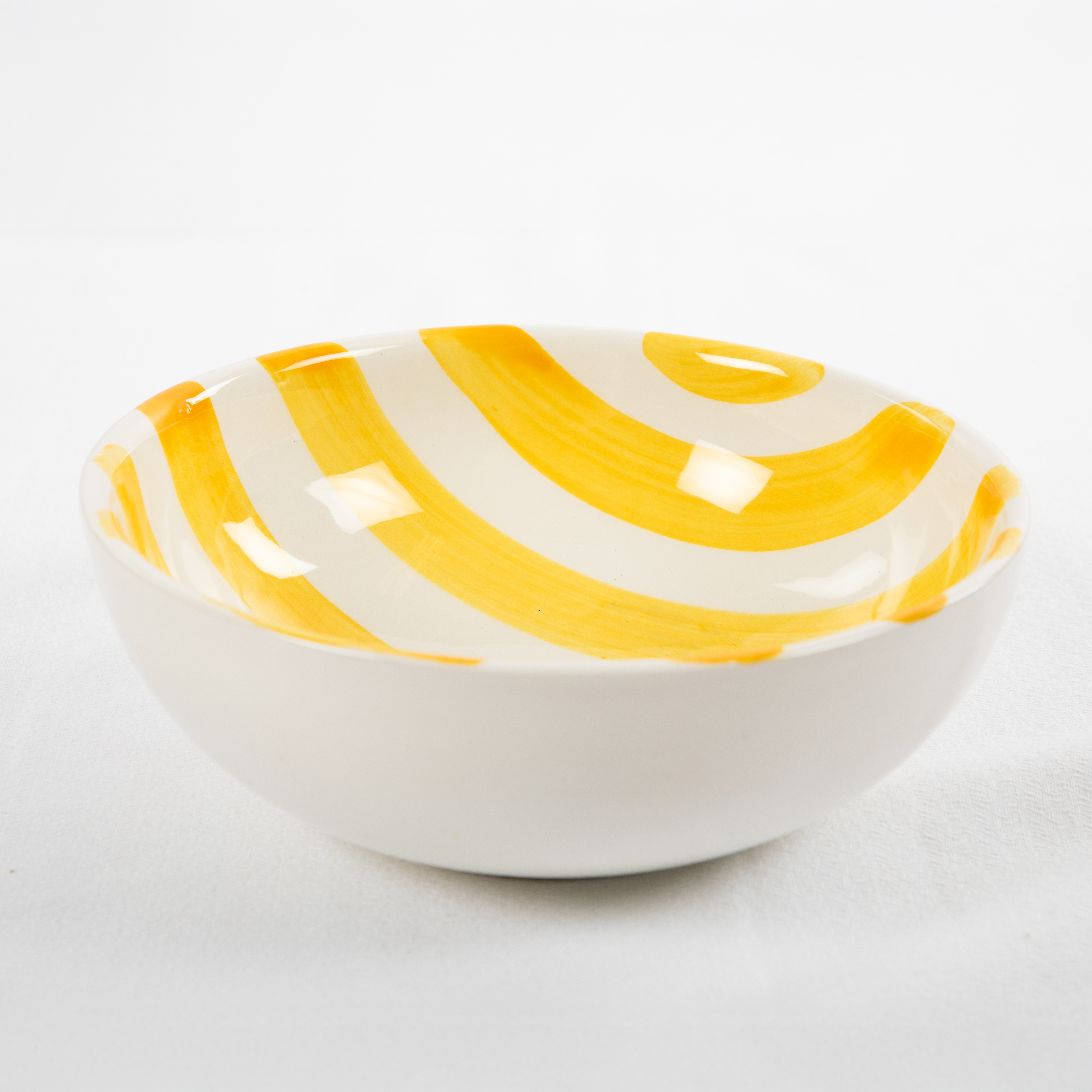 Val Pottery Bowl Stripes Yellow - Handgemaakt Keramiek