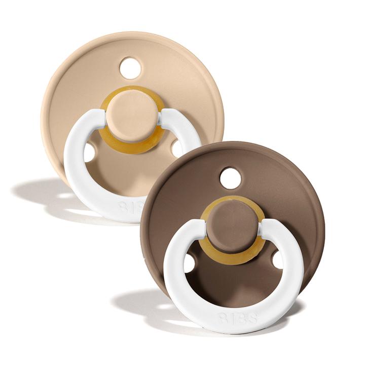 Bibs Fopspeen Latex Glow Vanilla-Dark Oak 6-18 maand - 2 stuks
