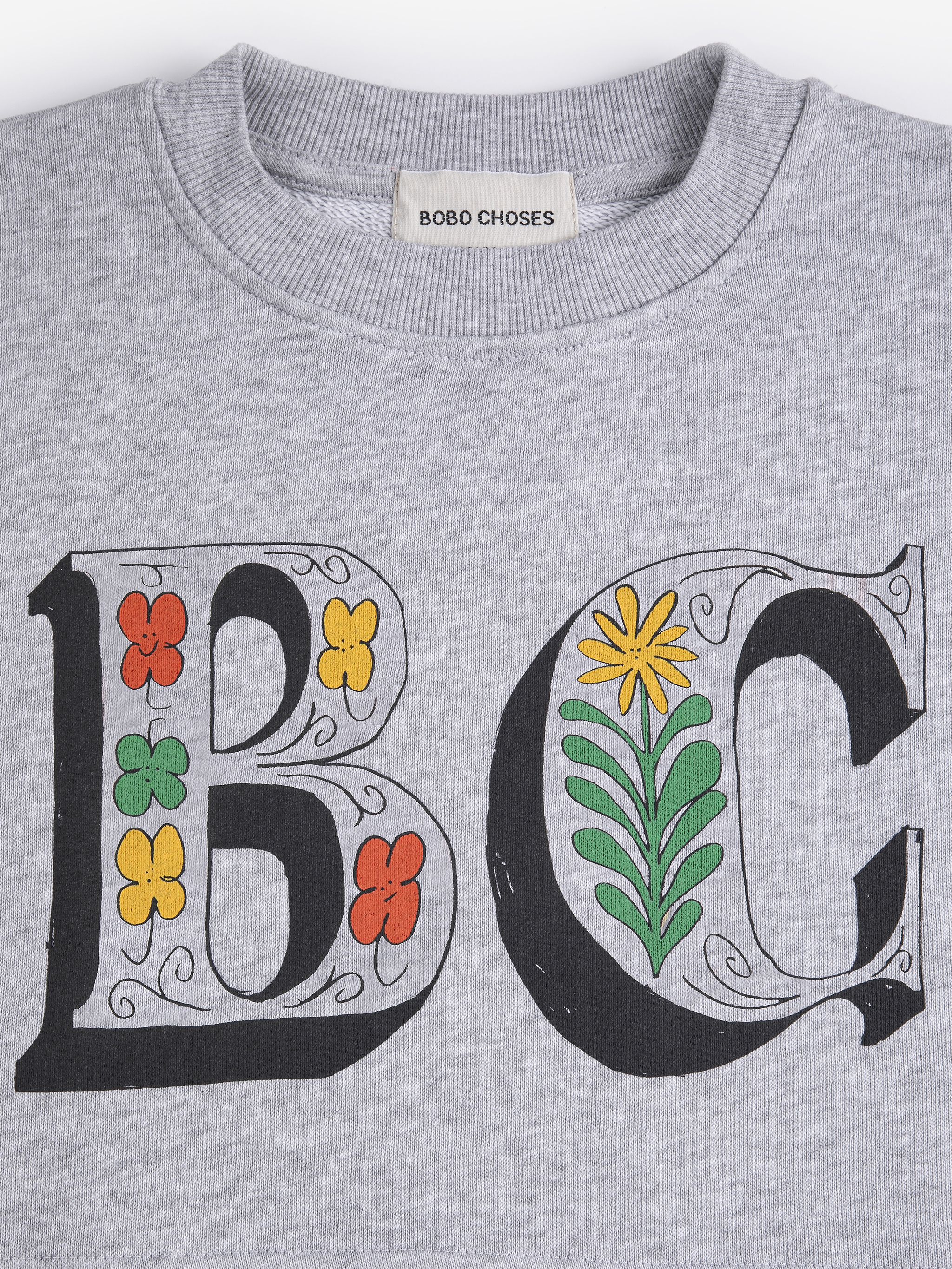 Bobo Choses Kids Sweater Cropped Spring Letters Heather Grey