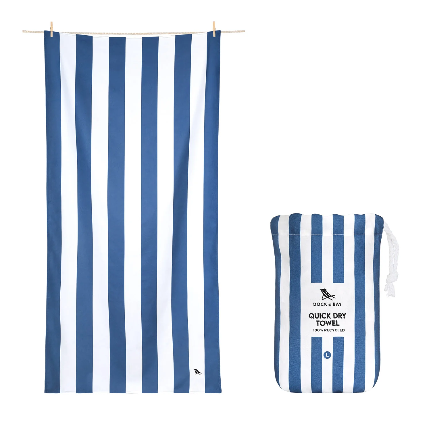 Dock & Bay Strandhanddoek Whitsunday Blue L 160x90 cm