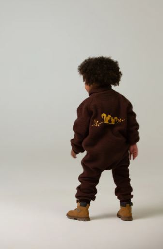 Ducksday / Sherpa fleece suit  / dark brown yellow