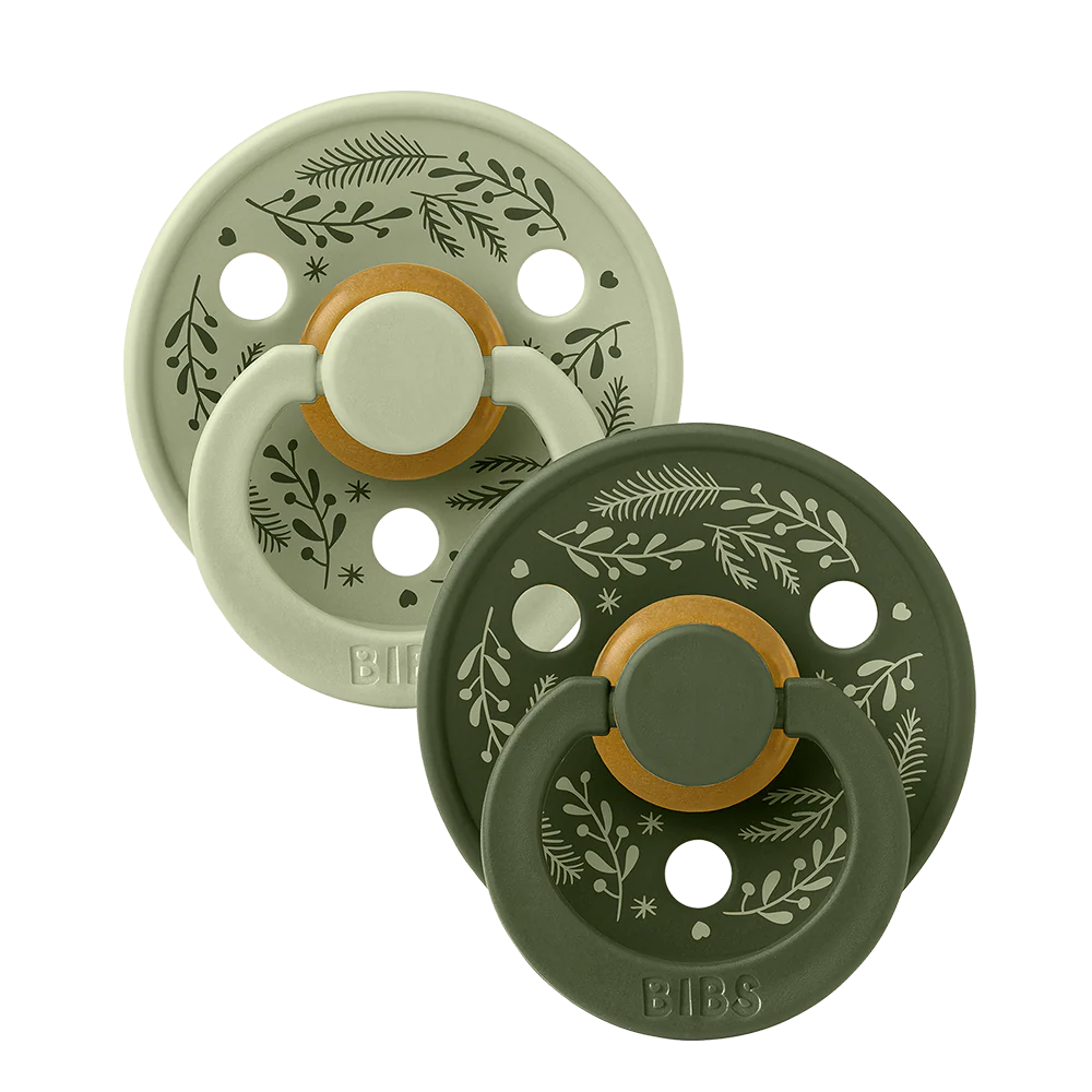 Bibs Fopspeen Latex Rond Colour Holiday Leaf Sage-Hunter Green 0-6 maand - 2 stuks